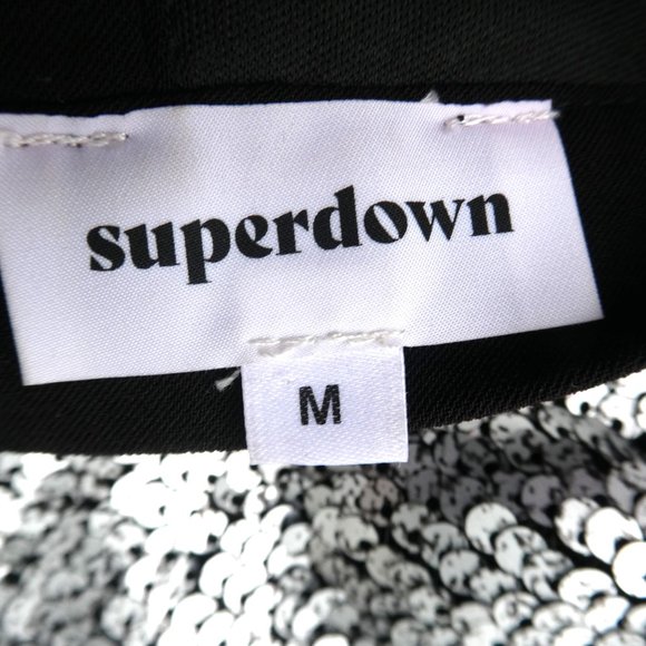 Superdown Sequin Crop Top Plunging V Neckline Square Cutout Back Disco Ball M - Picture 7 of 10